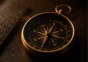 Vintage brass compass with detailed dial