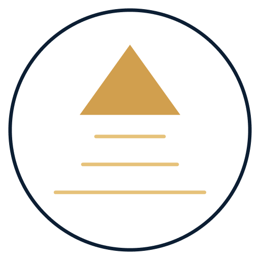 Growth bearing icon, gold triangle with horizontal lines