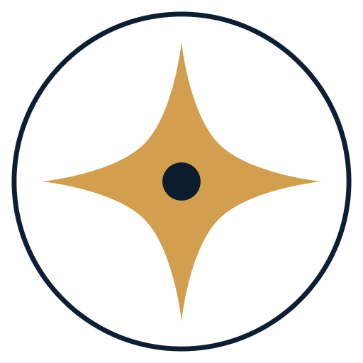 Identity bearing icon, gold four-pointed star with centre dot