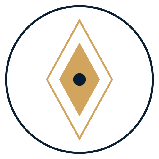 Intimacy bearing icon, gold diamond outline