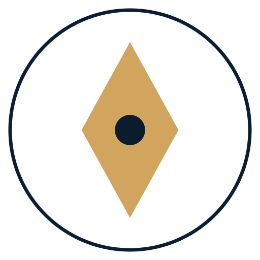 Purpose bearing icon, gold triangle with horizontal lines