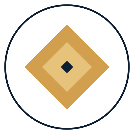 Trust and Safety bearing icon, gold diamond with centre dot