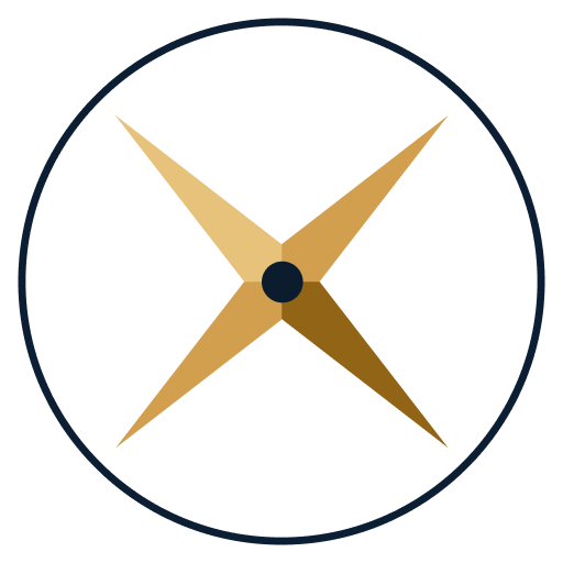 Values bearing icon, gold crossed diamond shapes
