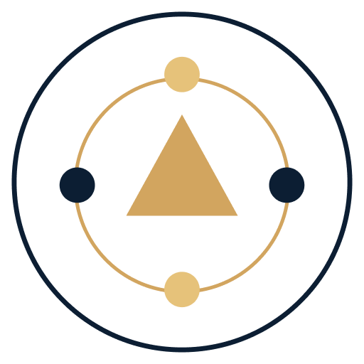 Vitality bearing icon, gold triangle between two dots