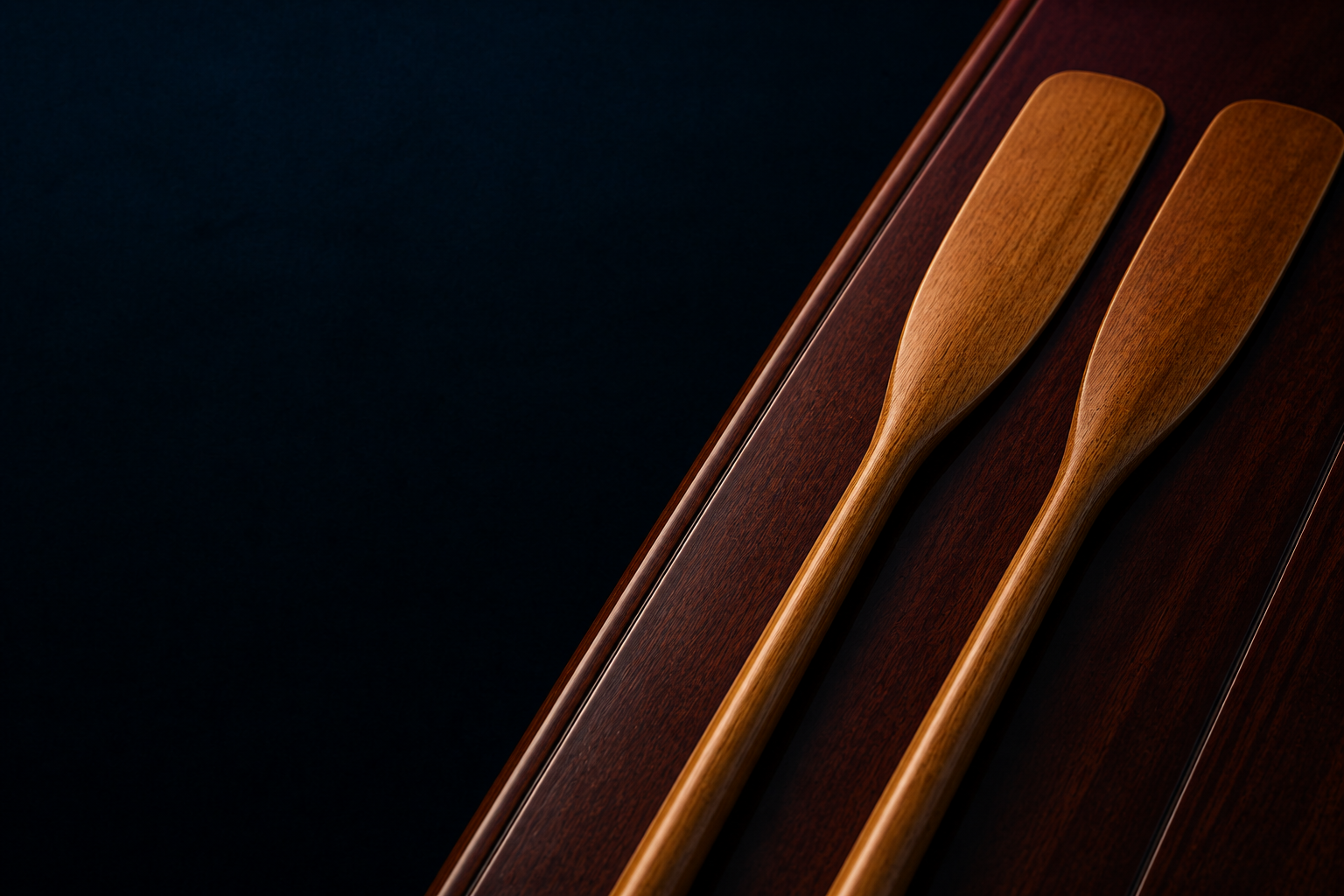 Close-up of wooden oars on a boat