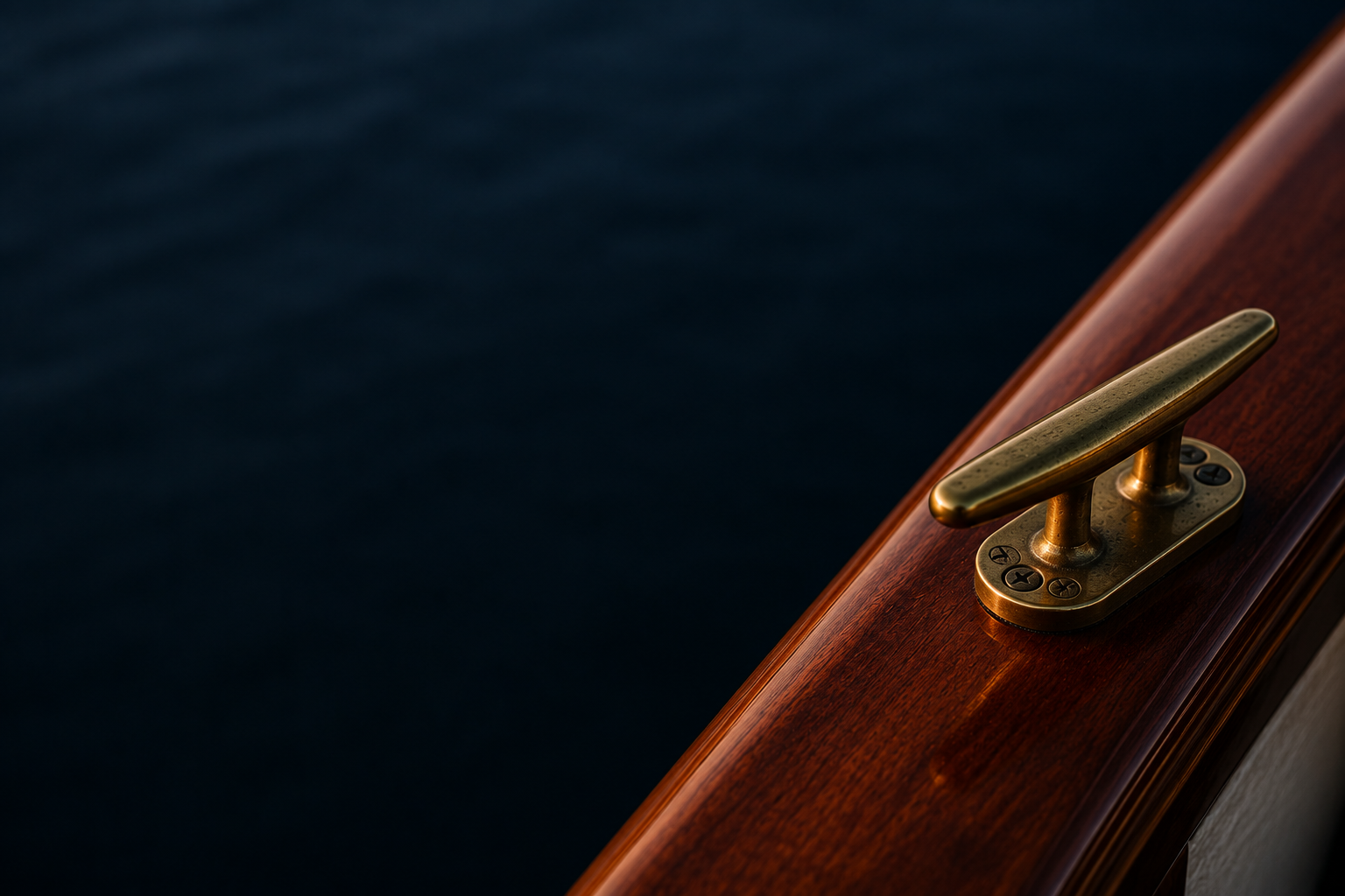 Brass ship fitting against a dark background